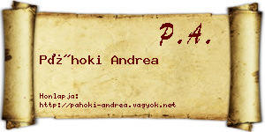 Páhoki Andrea névjegykártya