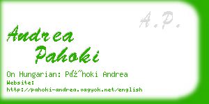 andrea pahoki business card